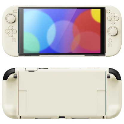 Picture of playvital Hard Case for Nintendo Switch 2 with Extra Stand & Thumb Grip Caps | Split Design, Dockable Protective Full-Body Shell Cover for Nintendo Switch 2 | Solid Color Series, Antique Yellow