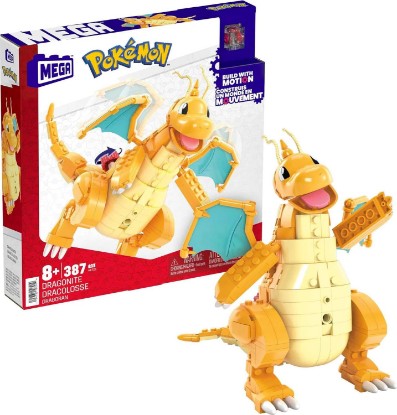 Picture of MEGA Pokémon Building Toys Set Dragonite with 387 Pieces, Articulated and Poseable with Motion, 7 Inches Tall, for Kids