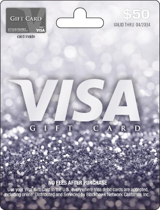 Picture of Visa Physical Gift Card $50 (plus $4.95 Purchase Fee)