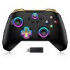 Picture of Moonag Wireless PC Controller with Hall Effect Joystick, 2.4G Wireless & Wired 1000Hz Polling Rate, Turbo & Dual Vibration, RGB Lighting, Gaming Controller for PC/Switch/iOS/Android, Black