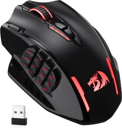 Picture of Redragon M913 Wireless RGB MMO Gaming Mouse 16000 DPI Remapping Keys | Cable-Free 0 Delay Dedicated for FPS Gamers, Redefine Keybinding Macro, Vibing Backlight, Ergonomic Grip Body Comfort