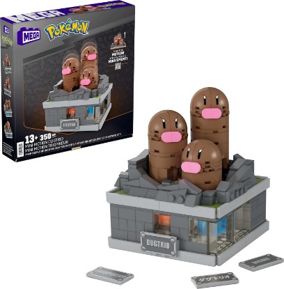 Picture of MEGA Pokémon Building Toys Set Mini Motion Dugtrio with 350 Pieces, Pop Up Motion, 5 Inches Tall, for Adult Collectors