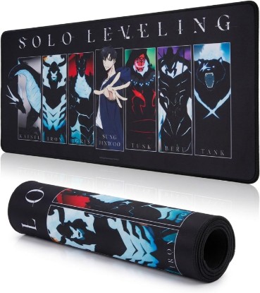 Picture of Solo Leveling Large Gaming Mouse Pad 31"x15" XL Computer Desk Mat, Anime | Solo Leveling anime gaming mouse pad, Oversized 31x15in smooth fabric top, stitched edges, non-slip rubber base.
