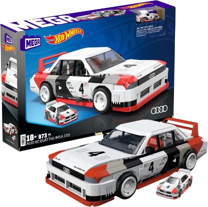 Picture of MEGA Hot Wheels Collectible Car Building Toy, Audi 90 Quattro IMSA GTO with 973 Pieces and Die-Cast Model, Build & Display Set for Collectors, Red