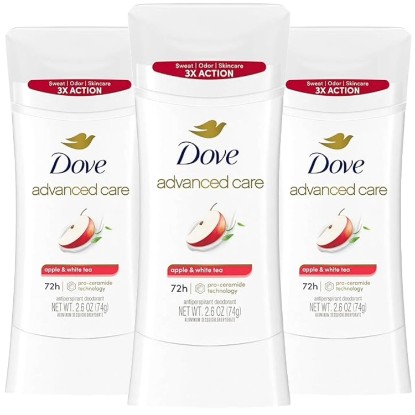 Picture of Dove Advanced Care Deodorant Stick Apple & White Tea with 72-hour Sweat & Odor Protection, 2.6 oz (Pack Of 3)