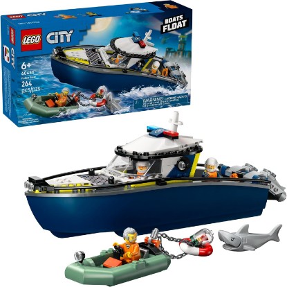 Picture of LEGO City Police Boat Chase Building Toy for Kids - Pretend Play Set for Boys & Girls, Ages 6+ - Building Blocks W/ 2 Floating Boat Toys for Playtime & Bath Time - Gift Idea for Birthdays- 60456