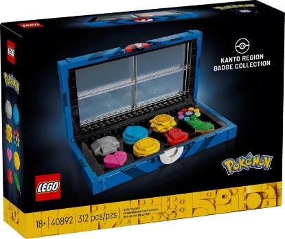 Picture of LEGO Pokémon Kanto Region Badge Collection – 312-Piece Display Case with 8 Gym Badges, Collectible Video Game Memorabilia Gift for Adults – 40892