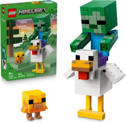 Picture of LEGO Minecraft Chicken Jockey 21582 | Building Toys for Boys & Girls, Ages, 9+, Display for Bedroom, 344 pieces, Gift for Birthdays
