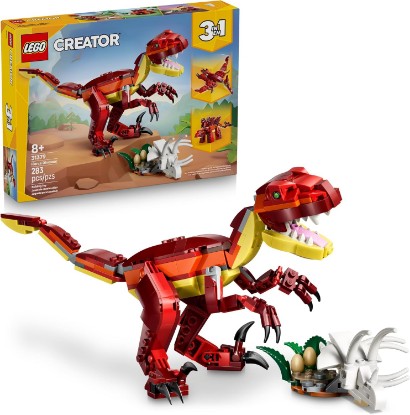 Picture of LEGO Creator 3 in 1 Fierce Dinosaur Building Toy for Boys & Girls, Ages 8+ - Gift for Birthdays - Kids Build 1 of 3 Prehistoric Animal Figures - 31379