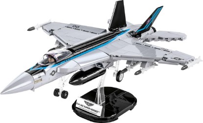 Picture of COBI TOP Gun: Maverick™ F/A-18E Super Hornet, 1:48 Scale, 560 Pieces | Pad-printed details, opening cockpit, movable parts, pilot figure, display stand, TOP GUN license, made in the EU, ages 7+