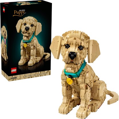 Picture of LEGO Icons Golden Retriever Puppy Building Set for Adults, Ages 18+ - Gift for Birthdays - Decor for Home, Bedroom, or Book Shelf - Posable Dog Figure - 11384