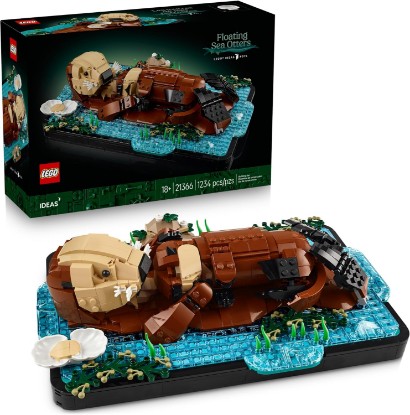 Picture of LEGO Ideas Floating Sea Otters Building Sets for Adults - Room or Office Decor for Women & Men, Ages 18+ - Gift Ideas for Birthday - 21366