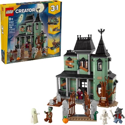 Picture of LEGO Creator 3 in 1 Haunted Mansion Building Toy for Kids - Halloween Building Blocks & Learning Toy for Girls & Boys, Ages 9+ - Build a Haunted House, Train, or Ship - Gift for Birthdays - 31167