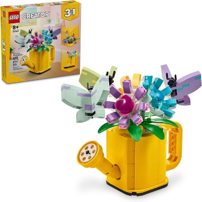 Picture of LEGO Creator 3 in 1 Flowers in Watering Can Building Toy - Fun, Creative Activity for Kids, Girls and Boys, Ages 8+ - Gift for Birthdays - Building Options for Rain Boots or Birds - 31149