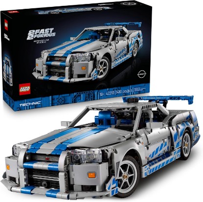 Picture of LEGO Technic 2 Fast 2 Furious Nissan Skyline GT-R (R34) Car - DIY Kit and Building Set for Adults - Collectible Model Street Racer with Drift Function - Gift for Car Enthusiasts and Movie Fans - 42210