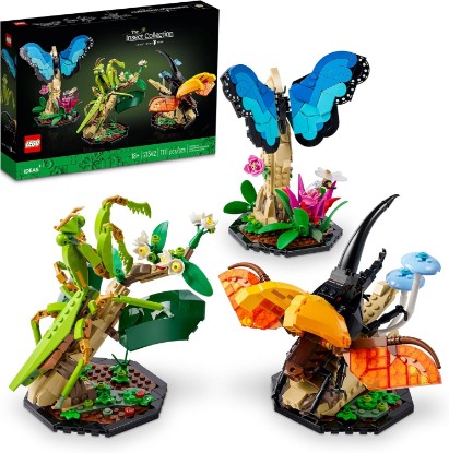 Picture of LEGO Ideas The Insect Collection, Fun Gift for Nature Lovers, with Life-Size Blue Morpho Butterfly, Hercules Beetle and Chinese Mantis Display Models, Bug Building Set and Nature Décor, 21342,18+