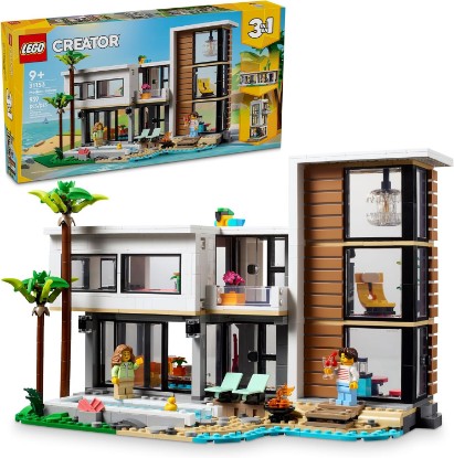 Picture of LEGO Creator 3 in 1 Modern House 31153 | Back to School Gift for Students, Building Toy, Girls & Boys, Ages 9+, 3 Building Options, 939 pieces, 2 Minifigures,
