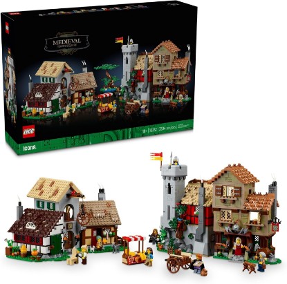 Picture of LEGO Icons Medieval Town Square Building Set for Adults - Office or Shelf Decor for Men & Women, Ages 18+ Years - W/ 8 Medieval Minifigures - Gift for Birthdays - 10332
