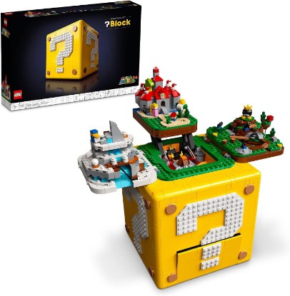 Picture of LEGO Super Mario 64 Question Mark Block Building Set - Video Game Model Set for Adult Fans, Ages 18+ - Includes 4 Microscale Game Levels W/ 10 Minifigures - 71395