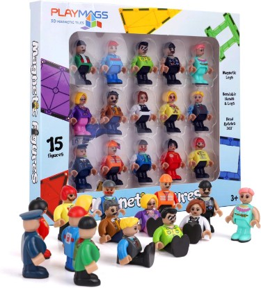 Picture of Playmags Magnetic Figures Community Set of 15 Pieces - 2 Inches Play People Perfect for Magnetic Tiles Building Blocks - STEM Learning Toys Children – Magnet Tiles Expansion Accessories Pack