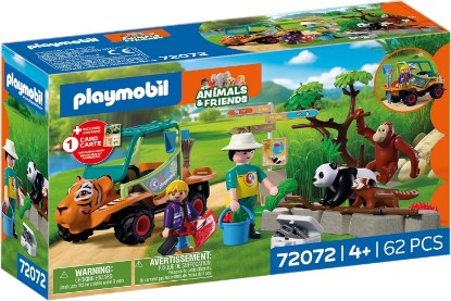 Picture of Playmobil Animals & Friends | Zookeeper with Vehicle | Vehicle with Tiger Head Design and 3 Animals | Children's Toy for Ages 4 and up | 72072