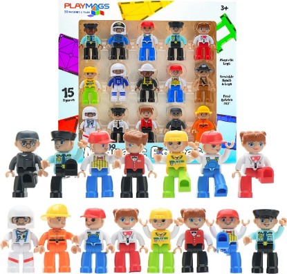 Picture of Playmags Large Magnetic Figures Community Set of 15 Pieces – 3” Play People Perfect for Magnetic Toys Building Blocks - STEM Learning Toys for Kids – Magnet Tiles Expansion Accessories Pack