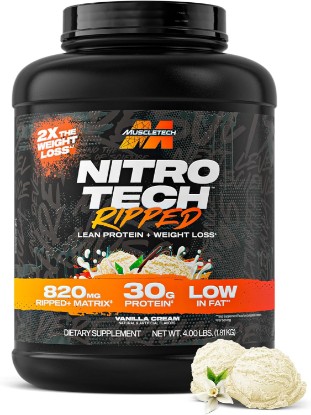 Picture of MuscleTech Whey Protein Powder (Vanilla Cream, 4LB) - 30g Protein | Nitro-Tech Ripped Whey Isolate & Peptides Smoothie Mix for Lean Muscle for Women & Men