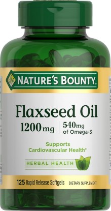 Picture of Nature's Bounty Flaxseed and Omega 3, 1200mg, 125 Softgels | Supports Cardiovascular Health