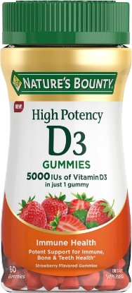 Picture of Nature's Bounty Vitamin D 5000 IU Gummies, Strawberry Flavor, 60 Gummies