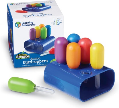 Picture of Learning Resources Primary Science Jumbo Eyedroppers | Science Experiments for Kids, Sensory Water Table Toys, Toddler Tools, Preschool STEM, Fine Motor Skills Toys