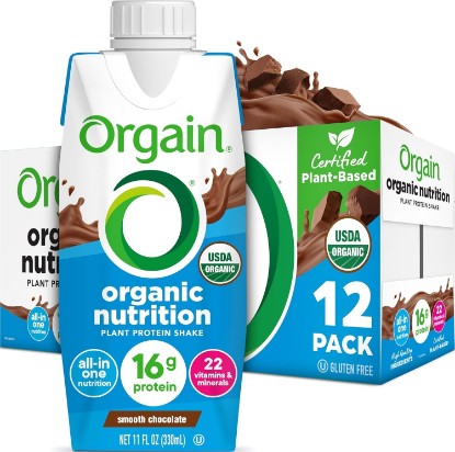 Picture of Orgain Organic Nutritional Vegan 16g Protein Shake, Chocolate, 11 oz, 12pk | Ready to drink plant based protein, meal replacement, 22 vitamins & minerals, fruits & vegetables, non-GMO, gluten-free USDA Organic