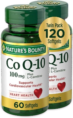 Picture of Nature's Bounty CoQ10, Dietary Supplement, Supports Heart Health, 100mg Plus L-Carnitine, Twin Pack, 120 Softgels | Dietary Supplement, Supports Heart Health