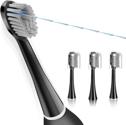 Picture of Flossing Toothbrush Head Replacement, Compatible with Water-pik Sonic Fusion / 2.0 SF-01, SF-02, SF03 & SF-04 Tooth-Brush and Water Flosser Combo Brush Heads (Full, Black(3Packs))