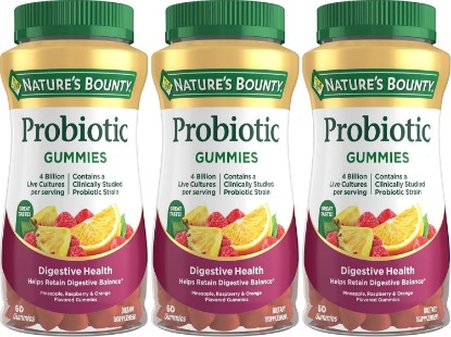 Picture of Nature's Bounty Probiotic Gummies, Immune Health & Digestive Balance, Pineapple, Raspberry and Orange Flavor Gummies, 60 Ct (Pack of 3)