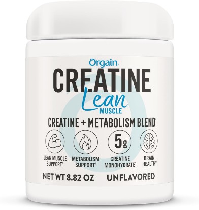 Picture of Orgain 5g Creatine Monohydrate Lean Muscle Powder, Unflavored, 8.82oz | Micronized creatine with metabolism blend to support muscle strength & brain health, vegan, no soy, gluten free, 50 servings