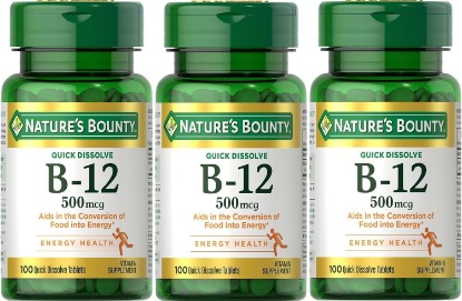 Picture of Nature's Bounty B-12 Quick Dissolve Tablets 500 Mcg, 300 Tablets (3 X 100 Count Bottles)