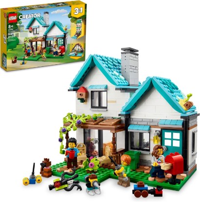 Picture of LEGO Creator 3 in 1 Cozy House Building Toys - Toy Figures & Pretend Play Playsets for Boys & Girls, Ages 8+ - 3 Building Options - Gift for Birthdays - 31139