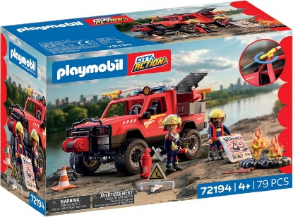 Picture of Playmobil City Action | Fire Pickup Truck | Off‑Road Emergency Vehicle with Real Water Spray Function, Winch & Plenty of Accessories | for Children Aged 4+ | 72194