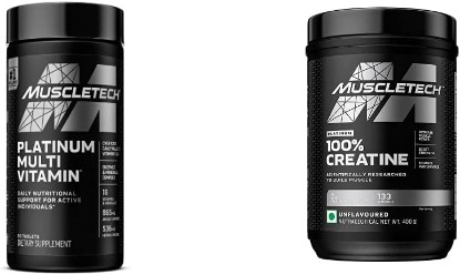 Picture of MuscleTech Creatine Monohydrate Powder Platinum Pure Micronized Muscle Recovery + Builder & Platinum Multivitamin for Immune Support 18 Vitamins & Minerals