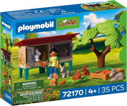 Picture of Playmobil Country | Country Rabbit Hutch | Rabbit Set with Hutches, Tree, Feed & Many Animals | for Children Aged 4+ | 72170