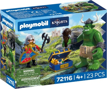 Picture of Playmobil Knights | Troll with Lion Knight Treasure | Troll Figure with Movable Club and Treasure Chest | Knights Toy for Children Aged 4+ | 72116