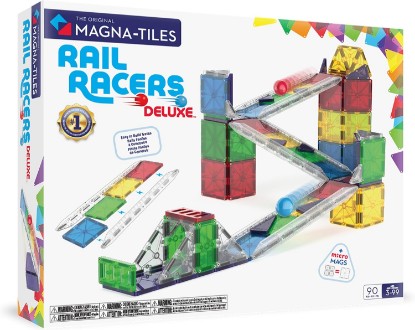 Picture of MAGNA-TILES Rail Racers Deluxe 90-Piece Magnetic Construction Set, The Original Magnetic Building Brand
