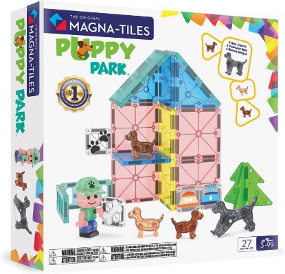 Picture of MAGNA-TILES Puppy Park 27-Piece Magnetic Construction Set, The Original Magnetic Building Brand