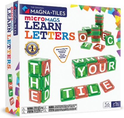Picture of MAGNA-TILES microMAGS Learn Letters 56-Piece Magnetic Construction Set, The Original Magnetic Building Brand