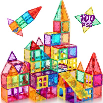 Picture of Mruikeny 100PCS Magnetic Tiles Kids Toys - Magnetic Building Blocks | STEM Magnet Building Set Preschool Learning Magnet Toys for Kids Ages 3-5 4-8, Sensory Montessori Toy for Children 3+ Years