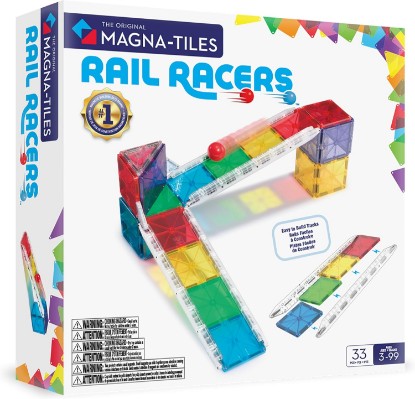 Picture of MAGNA-TILES Rail Racers 33-Piece Magnetic Construction Set, The Original Magnetic Building Brand