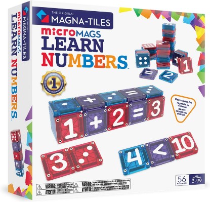 Picture of MAGNA-TILES microMAGS Learn Numbers 56-Piece Magnetic Construction Set, The Original Magnetic Building Brand
