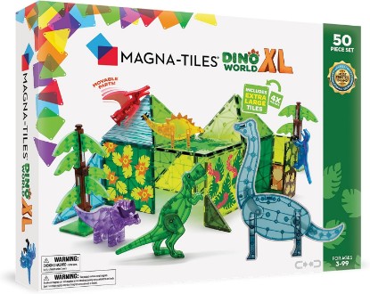 Picture of MAGNA-TILES Dino World XL 50-Piece Magnetic Construction Set, The ORIGINAL Magnetic Building Brand
