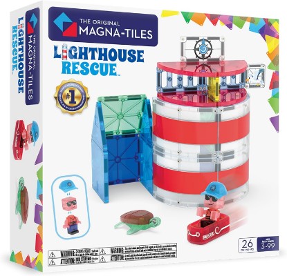 Picture of MAGNA-TILES Lighthouse Rescue 26-Piece Magnetic Construction Set, The Original Magnetic Building Brand
