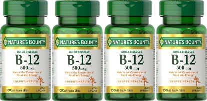 Picture of Nature's Bounty Vitamin B-12 500 mcg, 100 ea (Pack of 4)